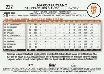 2024 Topps - Rainbow Foil #232 Marco Luciano Back