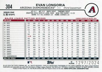 2024 Topps - Gold #304 Evan Longoria Back