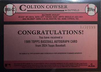 2024 Topps - 1989 Topps Baseball 35th Anniversary Autographs Black #89BA-CC Colton Cowser Back