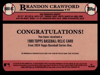 2024 Topps - 1989 Topps Baseball 35th Anniversary Relics #89BR-BC Brandon Crawford Back