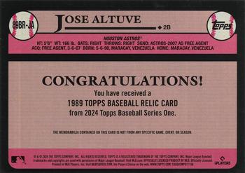 2024 Topps - 1989 Topps Baseball 35th Anniversary Relics #89BR-JA Jose Altuve Back