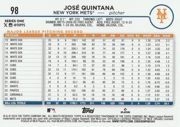 2024 Topps - Holiday #98 José Quintana Back