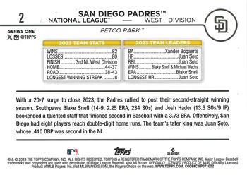 2024 Topps - Yellow #2 San Diego Padres Back