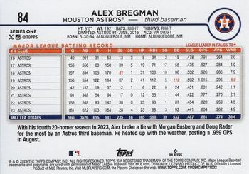 2024 Topps - Yellow #84 Alex Bregman Back