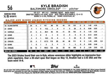 2024 Topps - Team Color Border Variation #56 Kyle Bradish Back