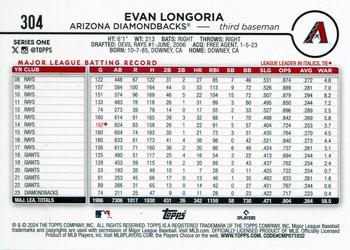 2024 Topps - Team Color Border Variation #304 Evan Longoria Back