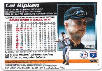 1995 R&N China Topps #588 Cal Ripken Jr. Back