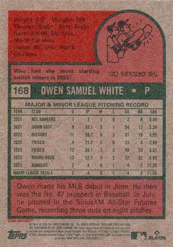 2024 Topps Heritage #168 Owen White Back