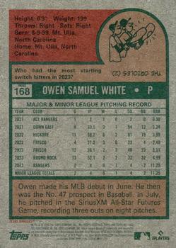 2024 Topps Heritage #168 Owen White Back