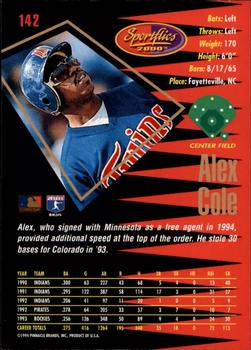 1994 Sportflics 2000 Rookie & Traded - Artist's Proofs #142 Alex Cole Back