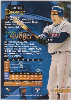 1994 Stadium Club - First Day Issue #139 Rob Deer Back