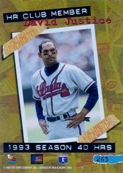 1994 Stadium Club - First Day Issue #263 David Justice Back