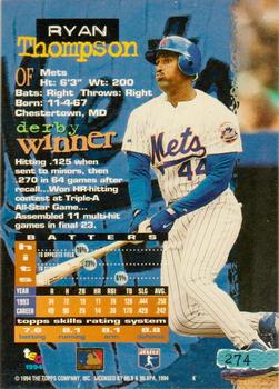 1994 Stadium Club - First Day Issue #274 Ryan Thompson Back