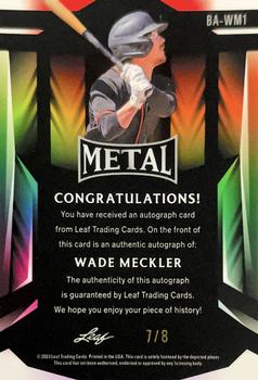 2023 Leaf Metal - Base Autographs Silver Crystal #BA-WM1 Wade Meckler Back