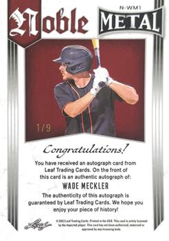 2023 Leaf Metal - Noble Autographs Blue Prismatic #N-WM1 Wade Meckler Back