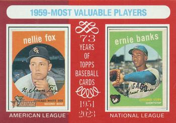 2024 Topps Heritage - Red Border #191 1959 MVPs (Nellie Fox / Ernie Banks Front