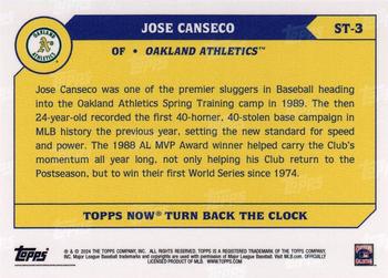 2024 Topps Now Road to Opening Day Oakland Athletics - Turn Back the Clock #ST-3 Jose Canseco Back