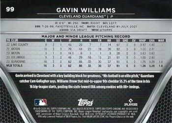 2024 Topps Chrome Black - Blue Wave Refractors #99 Gavin Williams Back