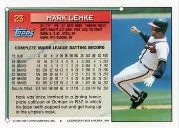 Mark Lemke autographed Baseball Card (Atlanta Braves) 1995