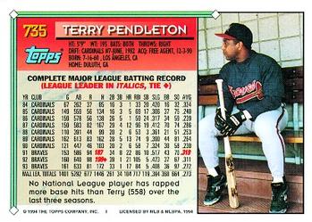 1994 Topps #735 Terry Pendleton Back