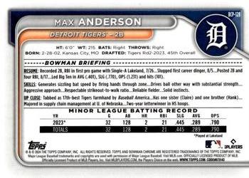 2024 Bowman - Chrome Prospects #BCP-128 Max Anderson Back