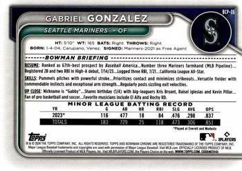 2024 Bowman - Chrome Prospects Blue RayWave Refractors #BCP-35 Gabriel Gonzalez Back