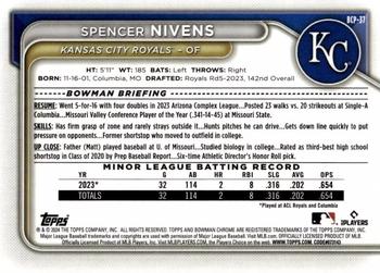 2024 Bowman - Chrome Prospects Blue RayWave Refractors #BCP-37 Spencer Nivens Back