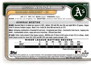 2024 Bowman - Chrome Prospects Aqua Lunar Refractors #BCP-3 Jacob Wilson Back