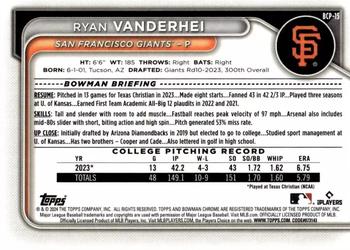 2024 Bowman - Chrome Prospects Aqua Lunar Refractors #BCP-15 Ryan Vanderhei Back