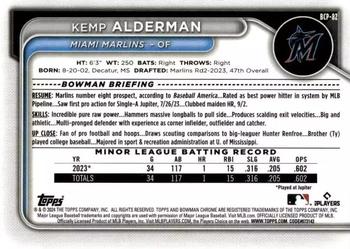 2024 Bowman - Chrome Prospects Aqua Lunar Refractors #BCP-82 Kemp Alderman Back
