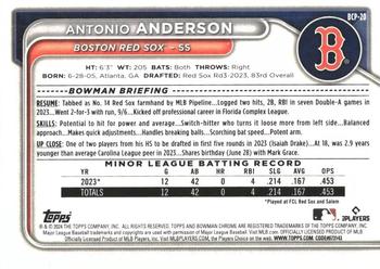 2024 Bowman - Chrome Prospects Aqua Shimmer Refractors #BCP-20 Antonio Anderson Back