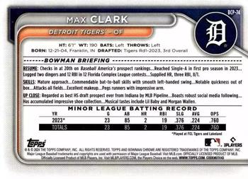 2024 Bowman - Chrome Prospects Black Refractors #BCP-74 Max Clark Back