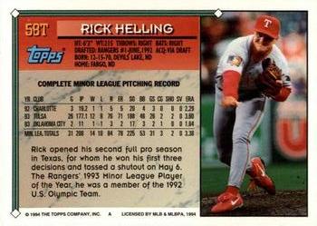 1994 Topps Traded #58T Rick Helling Back