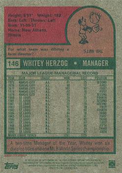 2024 Topps Heritage Mini #146 Whitey Herzog Back