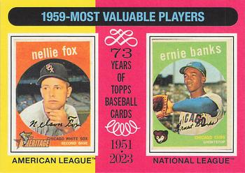 2024 Topps Heritage Mini #191 1959 MVPs (Nellie Fox / Ernie Banks) Front