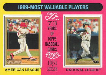 2024 Topps Heritage Mini #201 1999 MVPs (Ivan Rodriguez / Chipper Jones) Front