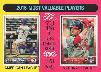 2024 Topps Heritage Mini #208 2015 MVPs (Josh Donaldson / Bryce Harper) Front