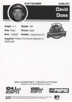 2009 Choice Williamsport Crosscutters #7 David Doss Back