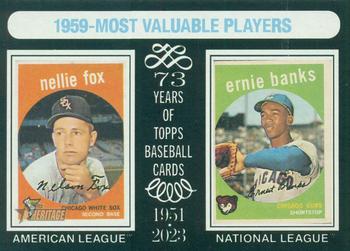 2024 Topps Heritage Mini - Black Border #191 1959 MVPs (Nellie Fox / Ernie Banks) Front