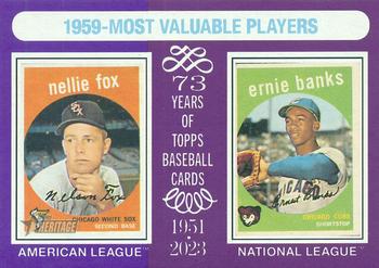 2024 Topps Heritage Mini - Purple Border #191 1959 MVPs (Nellie Fox / Ernie Banks) Front