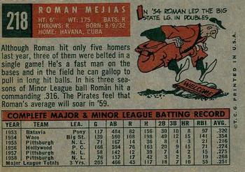 1959 Topps #218 Roman Mejias Back