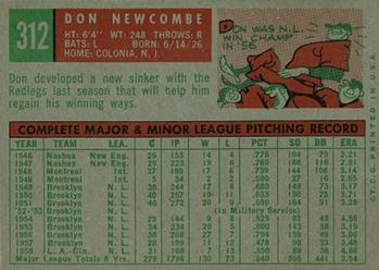 1959 Topps #312 Don Newcombe Back