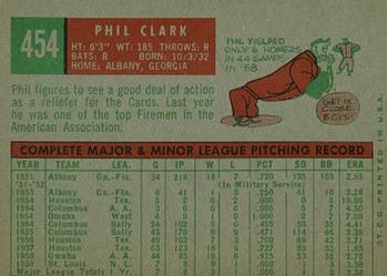 1959 Topps #454 Phil Clark Back