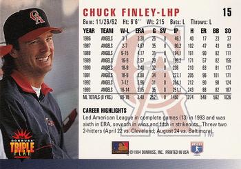 1994 Triple Play #15 Chuck Finley Back