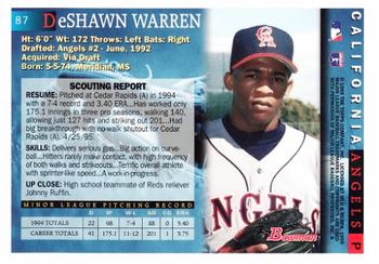 1995 Bowman #87 DeShawn Warren Back