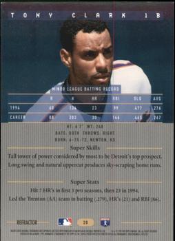 1995 Bowman's Best - Refractors #20 Tony Clark Back