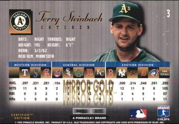 1995 Select Certified - Mirror Gold #3 Terry Steinbach Back