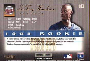 1995 Select Certified - Mirror Gold #103 LaTroy Hawkins Back