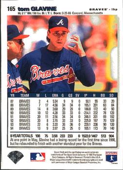 1995 Collector's Choice #165 Tom Glavine Back