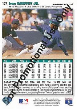 1995 Collector's Choice #172 Ken Griffey Jr. Back